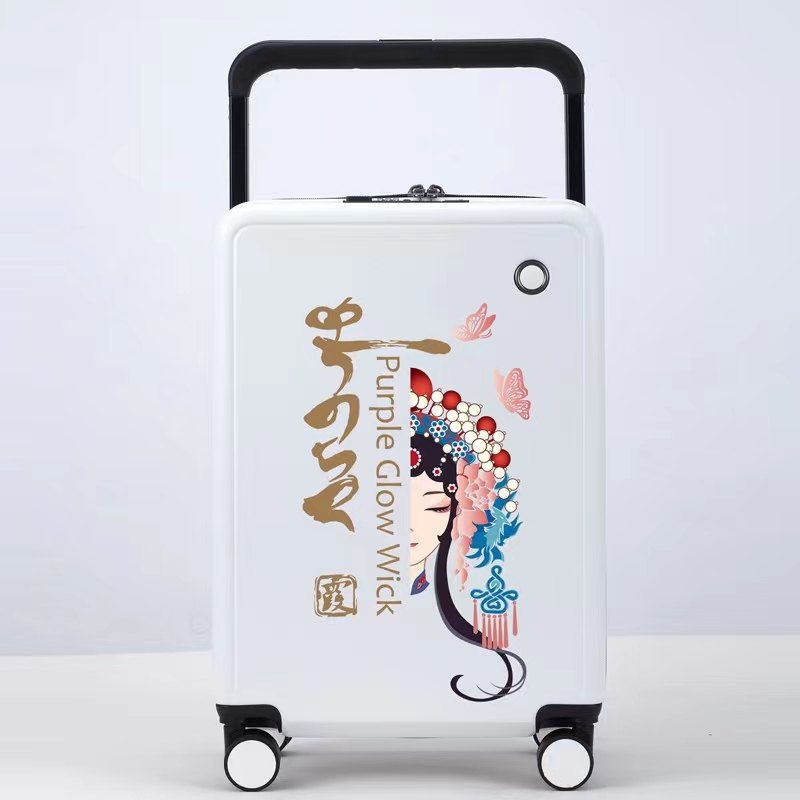 Koper bagasi ABS+PC yang disesuaikan dari pabrik 20 inci dengan troli lebar dan pengisi daya USB roda bisu tas perjalanan luar ruangan