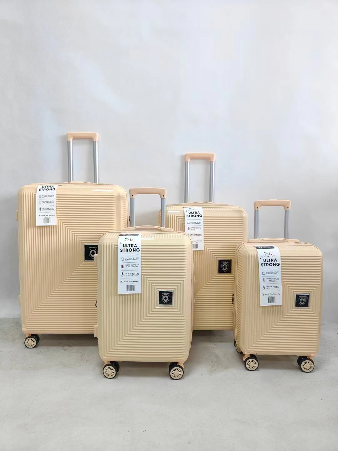 4 Buah Set Koper Bepergian Bagasi Troli Polipropilena PP Produsen Kustom